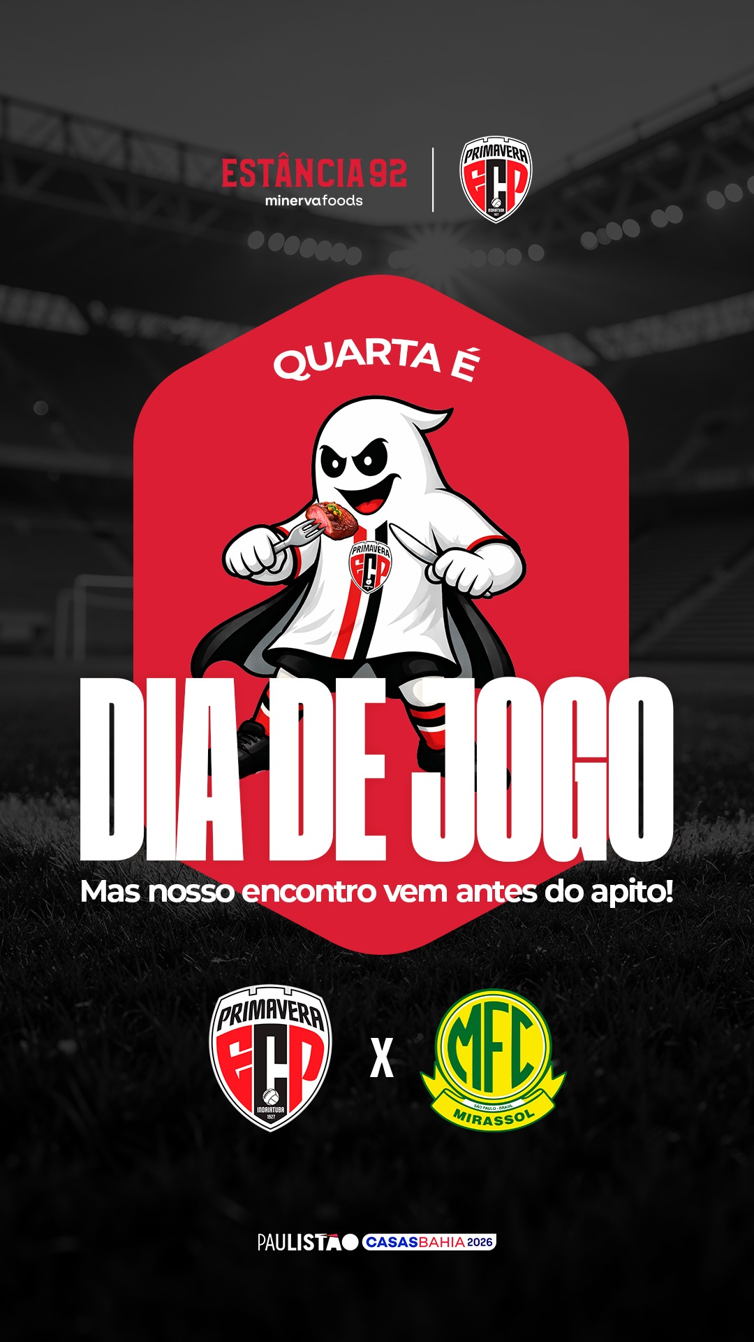 Mascote Fantasma da Estância 92 no dia de jogo